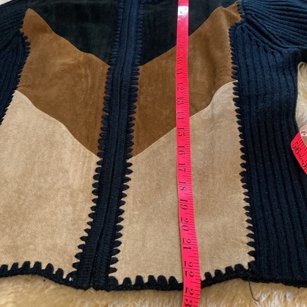 Sweater Jacket With Suede Color Block Size Mp - image 6